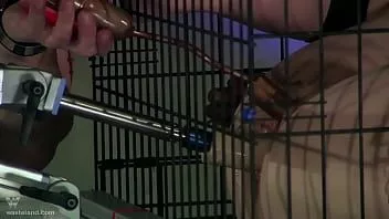 Reproduzir Sensacional ação bdsm para loira gostosa bombada na boca e buceta com dildos robóticos